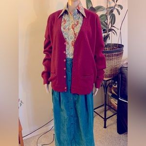 Sears Mens King Road Wine Red size L Tall sweater cardigan acrylic oversized